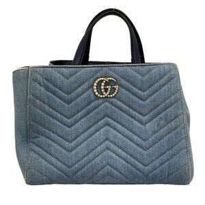 Auth Gucci Gg Marmont Light Blue Dark #179946G84B